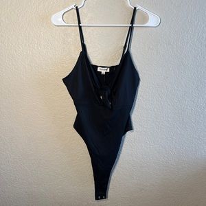 Black Front Tie Body Suit